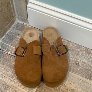 Brown Suede Women's Clogs